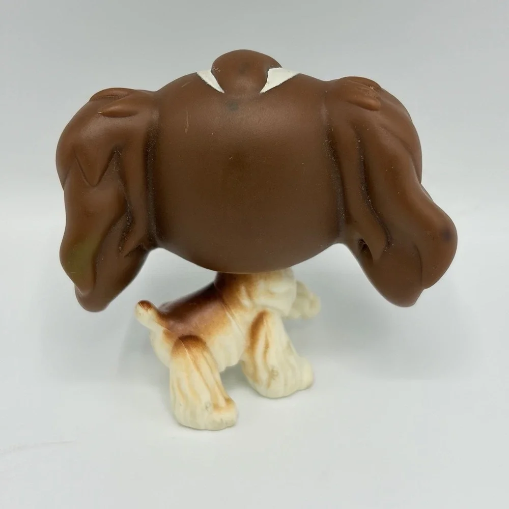Littlest Pet Shop LPS #156 AUTHENTIC Brown White Cocker Spaniel Figure Green Eye